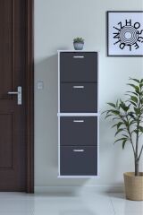 Slim 4 Düşer Kapaklı 52 cm Antrasit Asma Ayakkabılık Kapı Önü/Antre 52x156x26 cm Ayakkabılık