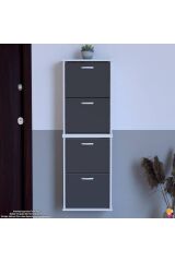 Slim 4 Düşer Kapaklı 52 cm Antrasit Asma Ayakkabılık Kapı Önü/Antre 52x156x26 cm Ayakkabılık