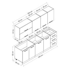Minar 245 Cm Mutfak Dolabı Beyaz 245-B2