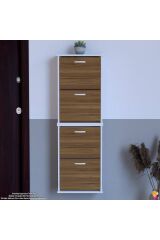 Slim 4 Düşer Kapaklı 52 cm Ceviz Asma Ayakkabılık Kapı Önü/Antre 52x156x26 cm Ayakkabılık