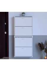 Berrak Beyaz 8 Bölmeli Ayakkabılık 72 cm Genişlikte Duvara Monte 72x156x26 cm Ayakkabılık