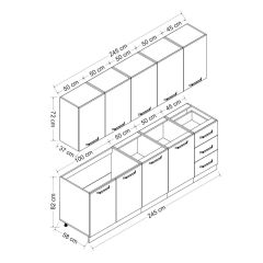 Minar 245 Cm Mutfak Dolabı Beyaz Antrasit 245-A3