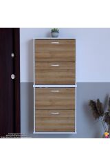 Berrak Meşe 8 Bölmeli Ayakkabılık 72 cm Genişlikte Duvara Monte 72x156x26 cm Ayakkabılık