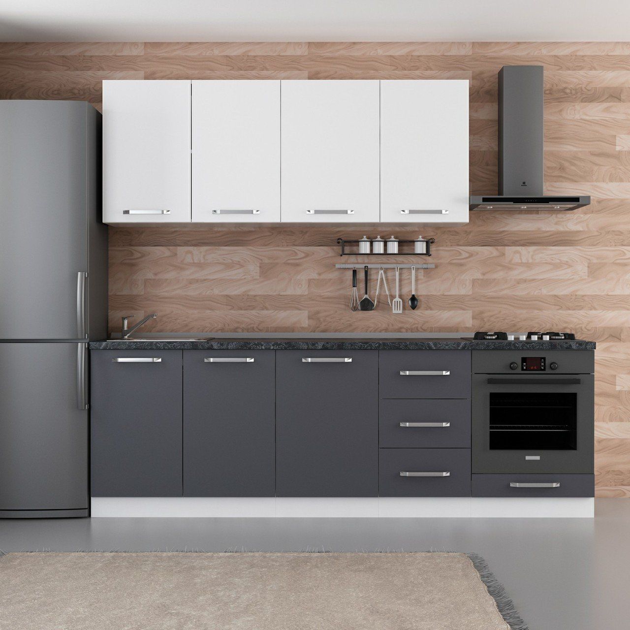 Minar 245 Cm Mutfak Dolabı Beyaz Antrasit 245-A7