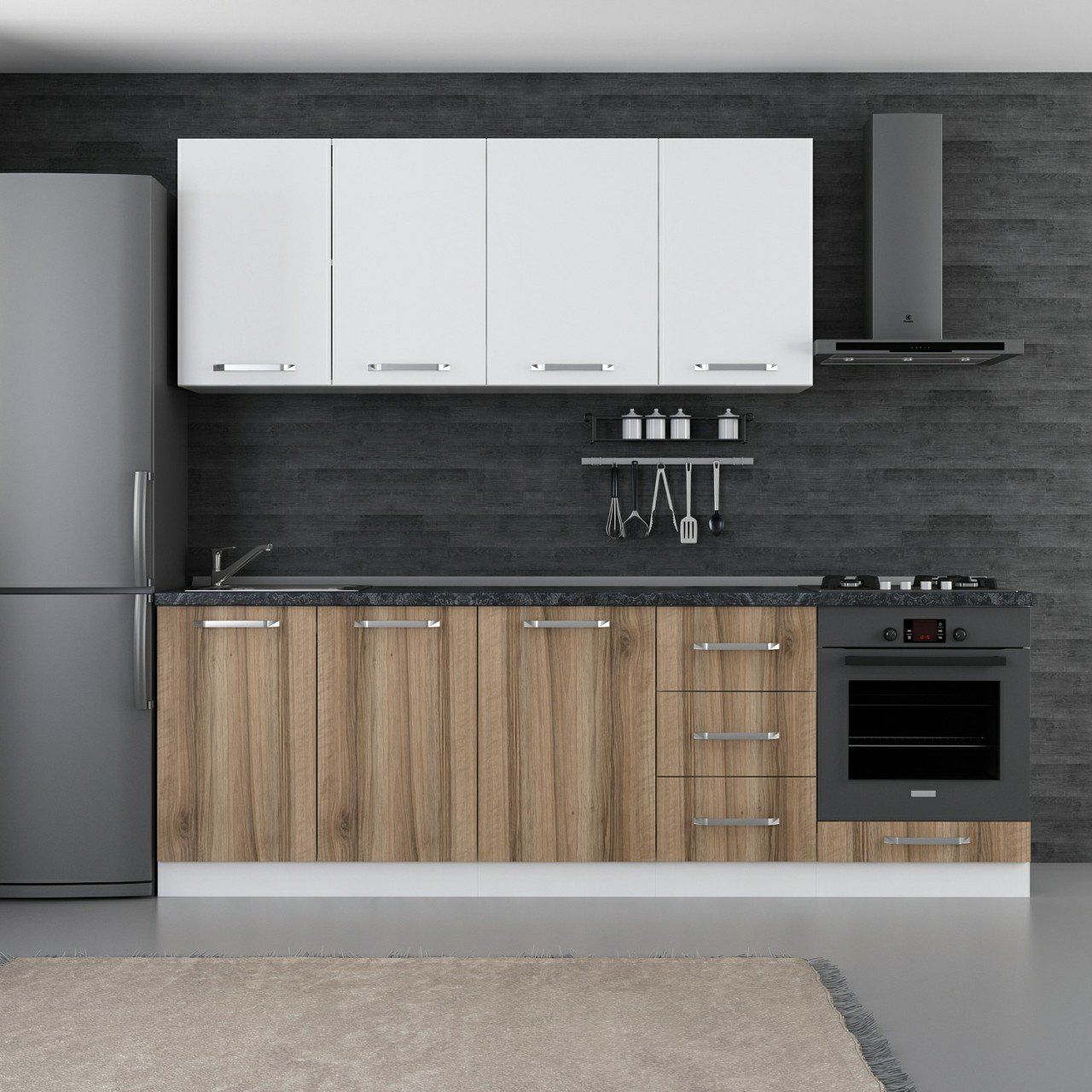 Minar 245 Cm Mutfak Dolabı Beyaz Dore 245-D7