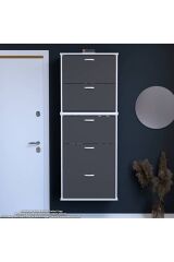 Sho Beş Düşer Kapaklı Ayakkabılık Antrasit Renk 72 cm Asma 72x193x26 cm Ayakkabılık