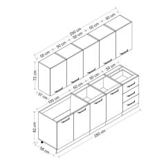 Minar 250 Cm Mutfak Dolabı Beyaz 250-B2
