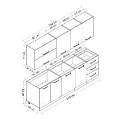 Minar 250 Cm Mutfak Dolabı Beyaz Antrasit 250-A1