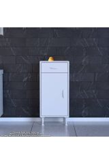 Rose 35 cm Beyaz 1 Çekmeceli Banyo Mutfak Dolabı 4 Bölmeli 3 Raflı Çok Amaçlı Dolap 35x88x32,5 cm