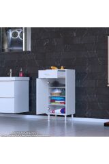 Rose 35 cm Beyaz 1 Çekmeceli Banyo Mutfak Dolabı 4 Bölmeli 3 Raflı Çok Amaçlı Dolap 35x88x32,5 cm