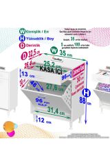 Asil 35 cm Kirli Çamaşır Sepetli Banyo Dolabı 1 Çekmeceli Mutfak Çok Amaçlı Dolap 35x88x32,5 cm