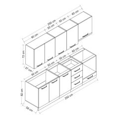 Minar 250 Cm Mutfak Dolabı Beyaz Antrasit 250-A5