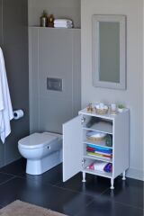 Nirat 35 cm 4 Bölmeli Beyaz Banyo Mutfak Dolabı 3 Raflı Kapaklı Çok Amaçlı Dolap 35x75x32,5 cm