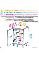 Nirat 35 cm 4 Bölmeli Beyaz Banyo Mutfak Dolabı 3 Raflı Kapaklı Çok Amaçlı Dolap 35x75x32,5 cm