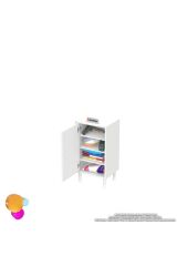 Nirat 35 cm 4 Bölmeli Beyaz Banyo Mutfak Dolabı 3 Raflı Kapaklı Çok Amaçlı Dolap 35x75x32,5 cm