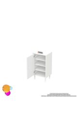Nirat 35 cm 4 Bölmeli Beyaz Banyo Mutfak Dolabı 3 Raflı Kapaklı Çok Amaçlı Dolap 35x75x32,5 cm