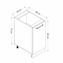 Minar Mutfak Modül Alt 1K1R 40Cm Dolap Byz Mebran C Antrasit