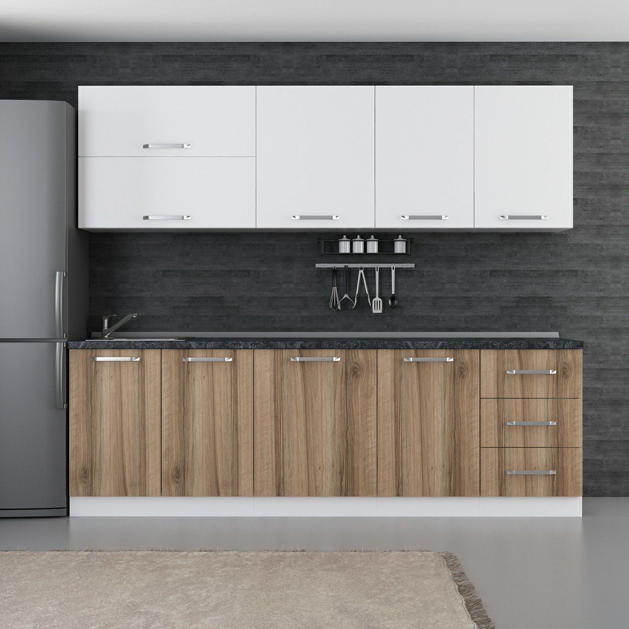 Minar 250 Cm Mutfak Dolabı Beyaz Dore 250-D1