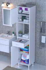 Leno Tek Kapaklı 35 cm Düzenleyici Dolap Banyo/Mutfak Dolabı 35x173x32,5 cm Beyaz Dolap