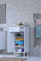 Taha 35 cm 3 Bölmeli Beyaz Çok Amaçlı Dolap 2 Raflı Banyo Mutfak Dolabı 35x88x32,5 cm Düzenleyici