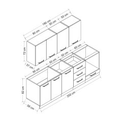 Minar 250 Cm Mutfak Dolabı Beyaz Dore 250-D3
