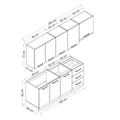 Minar 250 Cm Mutfak Dolabı Beyaz Dore 250-D4