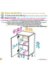 Arden 35 cm Beyaz 2 Bölmeli Banyo Düzenleyici Dolap 1 Raflı Çok Amaçlı Mutfak Dolabı 35x75x32,5 cm