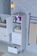 Alia Çok Kullanışlı Dolap G:35 cm Üst Bölme Kapaklı Alt Bölme Çekmeceli 35x138x32,5 cm Modüler Dolap