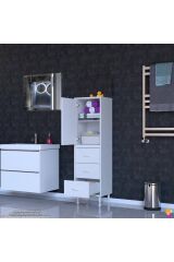 Alia Çok Kullanışlı Dolap G:35 cm Üst Bölme Kapaklı Alt Bölme Çekmeceli 35x138x32,5 cm Modüler Dolap