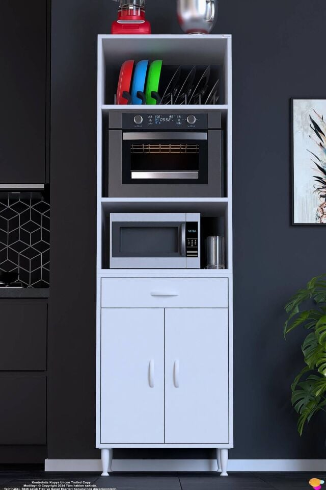 Duru 56 cm Derinlikte Fırın Dolabı Kahve Köşesi Geniş Depolama Hacmi Çok Amaçlı Dolap 60x195x56 cm