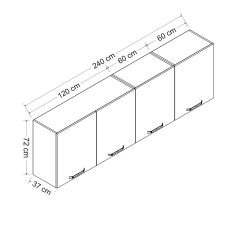 Minar 240 Cm Mutfak Dolabı Beyaz 240-B3-Üst Modül