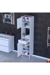 Aria 2 Kapak 4 Raflı 35 cm Beyaz Dolap 35x173x32,5 cm Boyutlarında Çok Amaçlı Beyaz Dolap