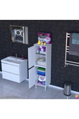 Nuve Geniş Depolama Alanlı Dolap 35 cm Banyo/Mutfak Çok Fonksiyonlu 35x138x32,5 cm Saklama Dolabı