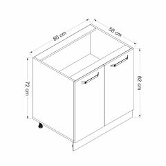 Minar Mutfak Modül Alt 2K1R 80Cm Dolap Byz Mebran C Byz