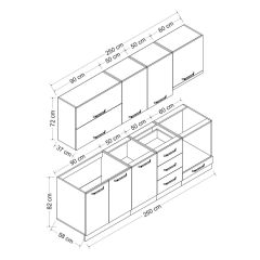 Minar 250 Cm Mutfak Dolabı Beyaz Dore 250-D8