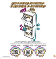 Veluna 35 cm Kirli Çamaşır Sepetli Dolap Banyo Dolabı Beyaz 35x138x32,5 cm 2 Sepetli Dolap