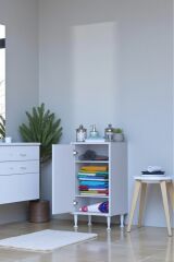 Sabir 40 cm 2 Raflı Beyaz Banyo Mutfak Dolabı 3 Bölmeli Çok Amaçlı Dolap 40x75x32,5 cm Düzenleyici