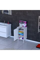 Sabir 40 cm 2 Raflı Beyaz Banyo Mutfak Dolabı 3 Bölmeli Çok Amaçlı Dolap 40x75x32,5 cm Düzenleyici