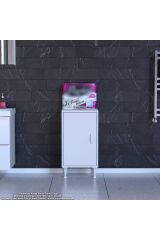 Sabir 40 cm 2 Raflı Beyaz Banyo Mutfak Dolabı 3 Bölmeli Çok Amaçlı Dolap 40x75x32,5 cm Düzenleyici