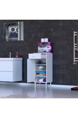 Rose 40 cm Beyaz 1 Çekmeceli Banyo Mutfak Dolabı 4 Bölmeli 3 Raflı Çok Amaçlı Dolap 40x88x32,5 cm