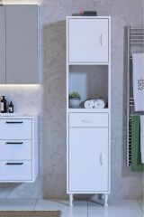 Aria 2 Kapak 4 Raflı 40 cm Beyaz Dolap 40x173x32,5 cm Boyutlarında Çok Amaçlı Beyaz Dolap