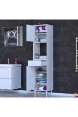 Aria 2 Kapak 4 Raflı 40 cm Beyaz Dolap 40x173x32,5 cm Boyutlarında Çok Amaçlı Beyaz Dolap