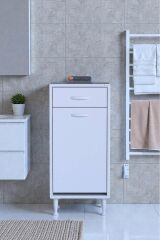 Asil 40 cm Kirli Çamaşır Sepetli Banyo Dolabı 1 Çekmeceli Mutfak Çok Amaçlı Dolap 40x88x32,5 cm