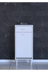 Asil 40 cm Kirli Çamaşır Sepetli Banyo Dolabı 1 Çekmeceli Mutfak Çok Amaçlı Dolap 40x88x32,5 cm