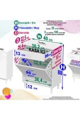 Asil 40 cm Kirli Çamaşır Sepetli Banyo Dolabı 1 Çekmeceli Mutfak Çok Amaçlı Dolap 40x88x32,5 cm