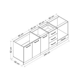 Minar 240 Cm Mutfak Dolabı Beyaz Dore 240-D4-Alt Modül