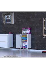 Arden 40 cm Beyaz 2 Bölmeli Banyo Düzenleyici Dolap 1 Raflı Çok Amaçlı Mutfak Dolabı 40x75x32,5 cm