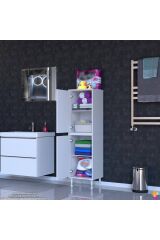 Nuve Geniş Depolama Alanlı Dolap 40 cm Banyo/Mutfak Çok Fonksiyonlu 40x138x32,5 cm Saklama Dolabı