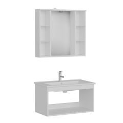 Nika Banyo Dolabı 85Cm As2K+2K1A+Etj Beyaz Antrasit
