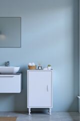 Nirat 45 cm 4 Bölmeli Beyaz Banyo Mutfak Dolabı 3 Raflı Kapaklı Çok Amaçlı Dolap 45x75x32,5 cm